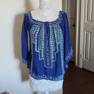 Poupette St. Barth Embroidered Off Shoulder Top Size Medium